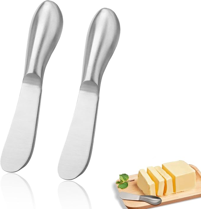 2 Pcs Stainless Steel Butter Knives, Cream Cheese, Pastry & Charcuterie Board by Unknown