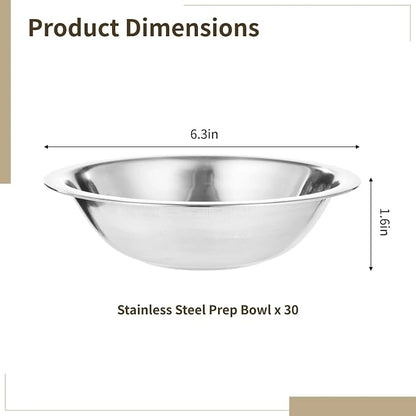 30pc Stainless Prep Bowls, Stackable Dishwasher Safe 3/4QT Mixing Bowls | - Image 4
