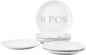 OMAYKEY 10.5" Ceramic Dinner Plates Set of 8, Catering Round Dining Plates, Large Salad Plate, White Porcelain Kitchen Plate for Pizza, Steak, Microwave and Dishwasher Safe