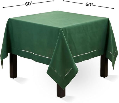 SARO LIFESTYLE Hemstitched Border Tablecloth, Jasper Green - Image 3
