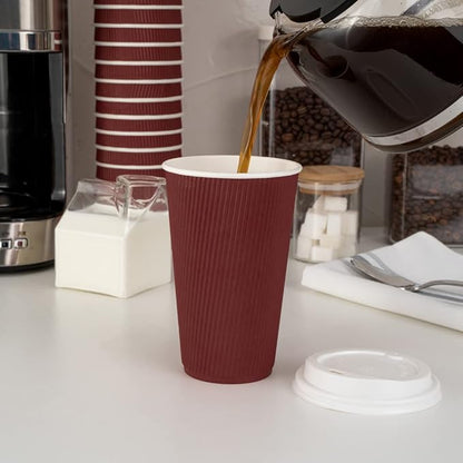 Restaurantware Ripple Wall Coffee Cups 500 Count 16 Ounce Insulated Crimson - Image 7