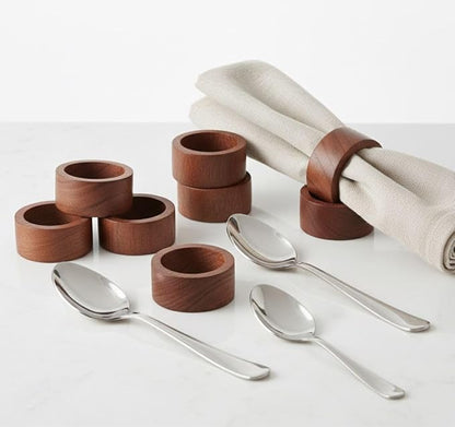 Wood Napkin Rings Set of 12 Napkin Holders Buckles for Dining, Anniversary, Birthday, Dinner, Christmas, Party of Table Setting