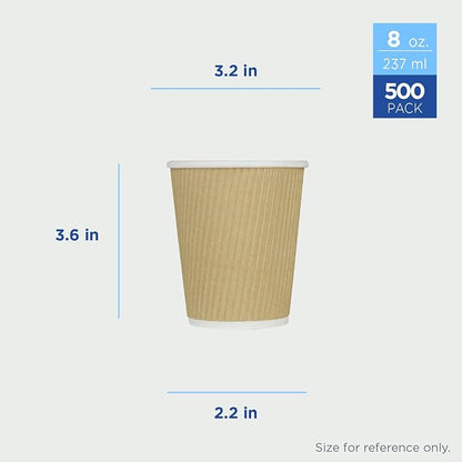 Karat 8 oz Ripple Insulated Coffee Cup Disposable Paper Hot Cup, Sturdy and - Image 4