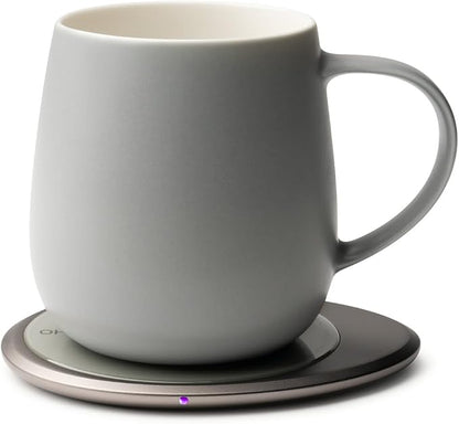 Ui 3 Self-Heating Mug Set – Soft Gray | 12 fl oz / 355 mL Ceramic Coffee & Tea by OHOM