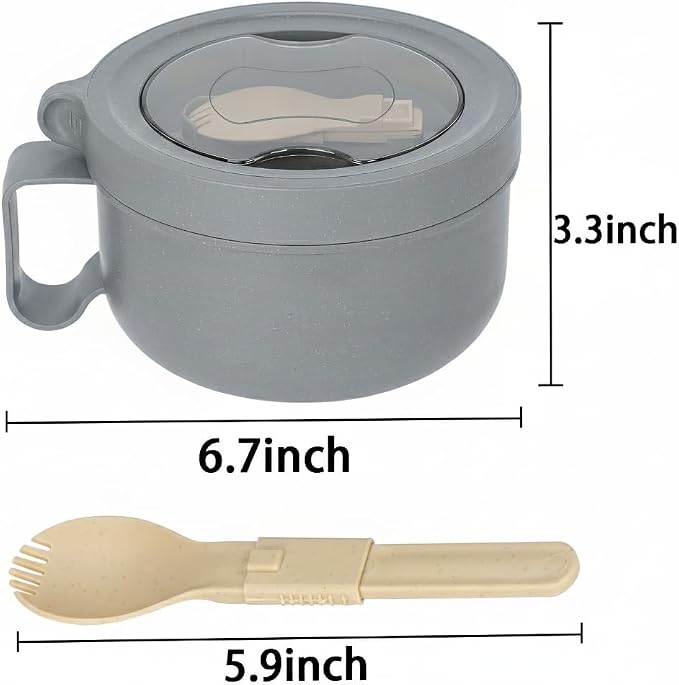 28 oz Soup Bowl with Handles, Microwave Ramen Bowl with Lid - Image 3