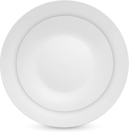 100 White Plastic Plates Set, Elegant Fancy Heavy Duty Disposable Plates - Image 2
