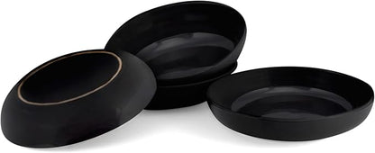 Elanze Designs Bistro Glossy Ceramic 8.5 inch Shallow Pasta Dinner Bowls Set of - Image 5