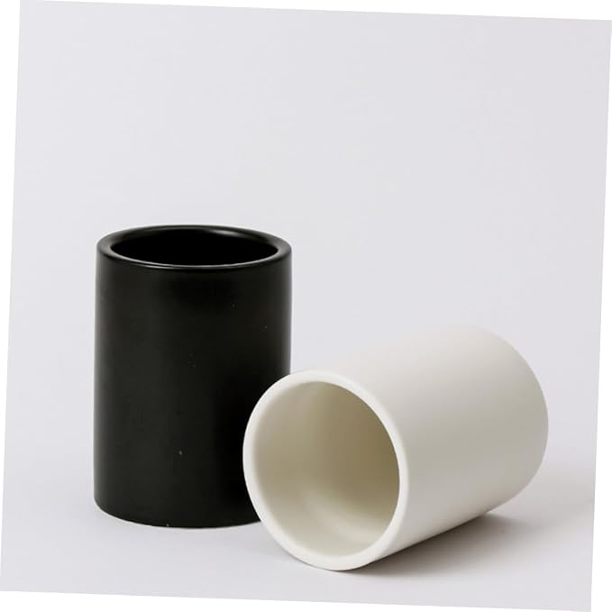 2 Pcs Minimalist Japanese Black and White Ceramic Teacups Lightweight Mouthwash - Image 8