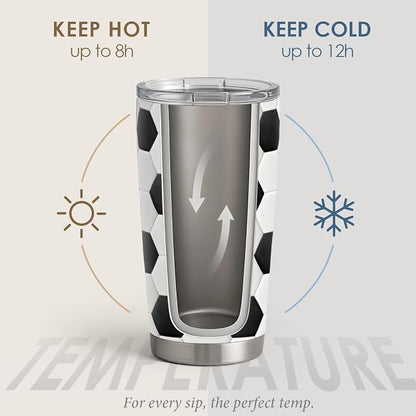 SANDJEST Soccer Tumbler 20oz Stainless Steel Insulated, Travel Coffee Cup - Image 3