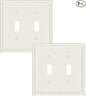 2-Pack Double Toggle Light Switch Cover Plate, Durable Solid Zinc Alloy Decorative Dual Switch Plate Covers, Light Almond 2 Gang Wall Plate, Corrosion Resistant