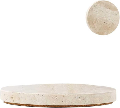 Single Natural Travertine Marble Coaster, Durable Non-Slip Cup Mat, Table by Unknown