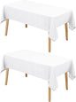 Hiasan 2 Pack Faux Linen Rectangle Tablecloth - Wrinkle and Stain Resistant Washable Table Cloth for Kitchen Dining Room Holiday Table Cover for Party Dinner, White, 60 x 102 Inch