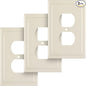 Henne Bery Modern Edge Decorative Wall Plate Switch Plate Outlet Cover, Durable Solid Zinc Alloy (Single Duplex 3PK, Light Almond)