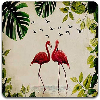 Beautiful Flamingo Square Coaster Set - Made of Recycled Rubber - Set of 4