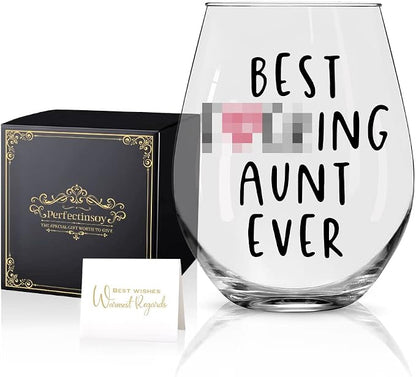 Perfectinsoy Best Aunt Ever Wine Glass by Perfectinsoy