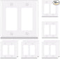ELEGRP 2-Gang Decorative Wall Plates, Standard Size 4.53" H x 4.57" L Unbreakable Thermoplastic Faceplate Cover for Decorator Receptacle Outlet Switch, UL Listed (10 Pack, Glossy White)