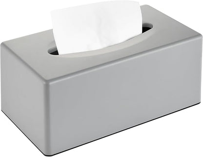 Tissue Box Cover, Rectangular Facial Tissue Holder with Bottom, Decorative Storage Box for Bathroom Vanity, Toilet Tank, Car, Dressers, Night Stand, Rv, Parlors and Offices - Grey
