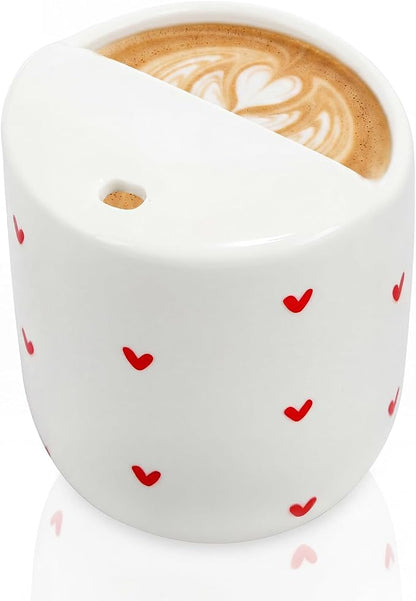 Ceramic Mug with Sip Hole 10 oz Novelty Red Heart Ceramic Coffee Mug Hand by Ferrochef