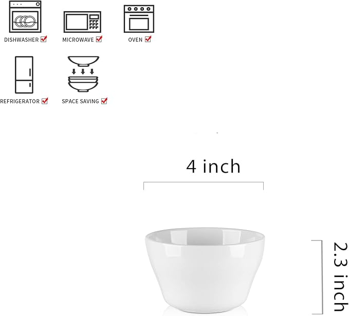 Selamica Ceramic Small Bowls Dessert Bowls 8oz Bouillon Cups - Image 2
