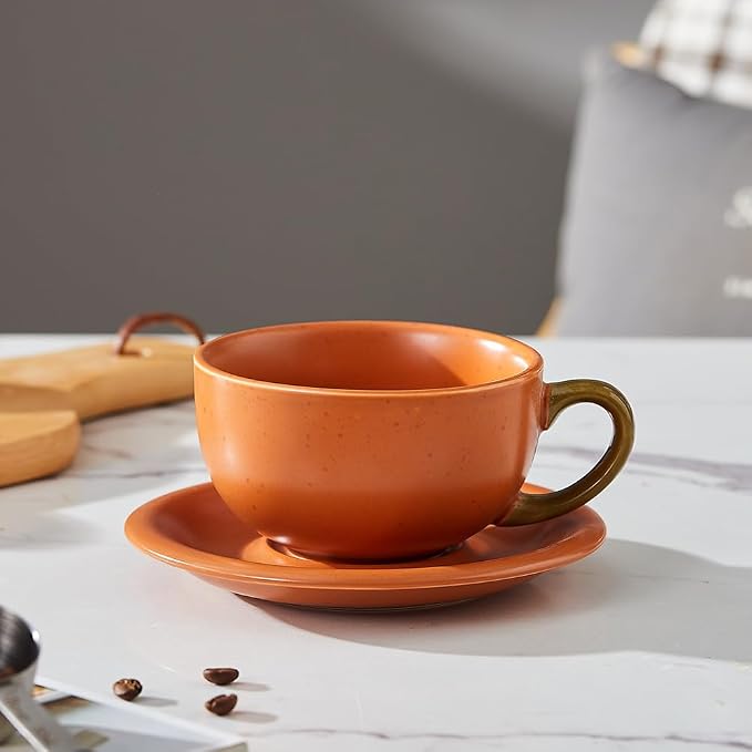 Coffeezone Vintage Design 12 oz Ceramic Latte Art Cappuccino Barista Cup - Image 2