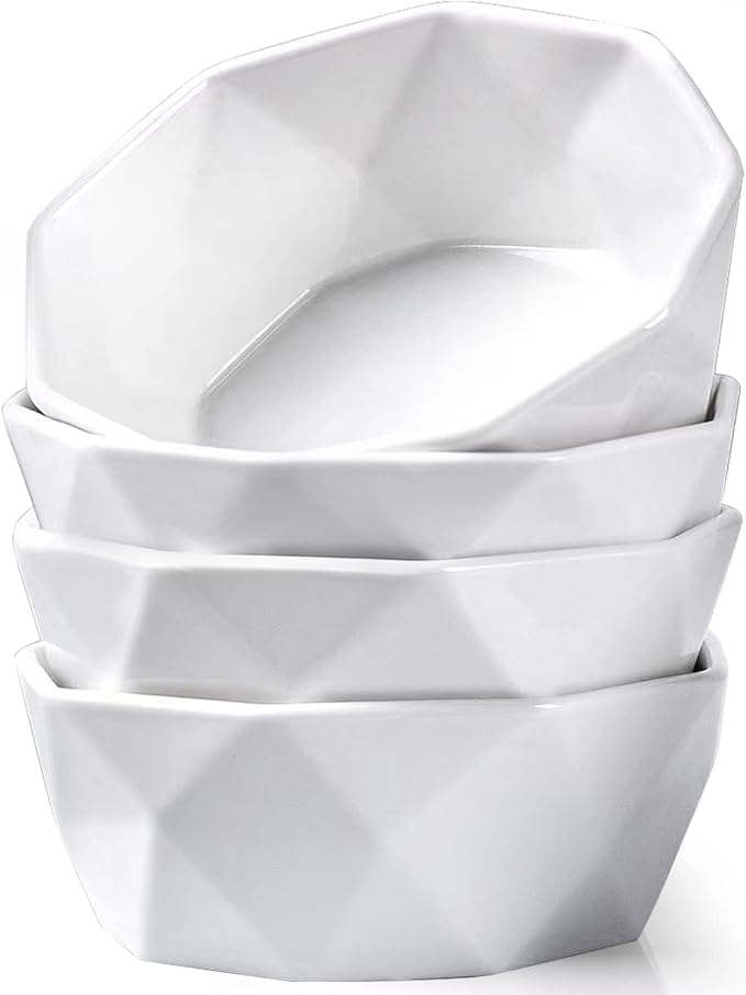 DELLING 22 Oz Cereal Bowls Set of 4, Porcelain Geometric Soup Bowls, Ceramic by Delling-HappyFoodieCreator