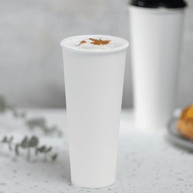 Karat 24 oz Paper Hot Coffee Cups White Disposable Cup - Image 3