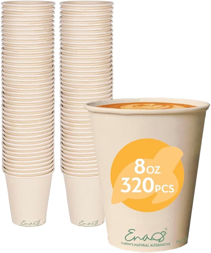 100% Compostable Disposable Coffee Cups Paper Cups Made from Bamboo, by EarthsNaturalAlternative
