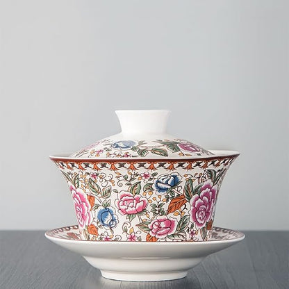 Chinese Gaiwan Tea Cup, Asian Traditional Porcelain Kungfu Handleless Tea Cup - Image 4
