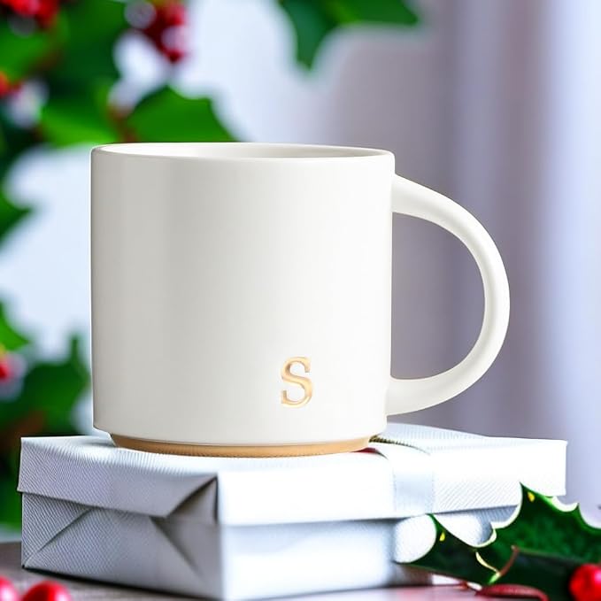 COLLECTIVE HOME Ceramic Coffee Mug, 15 oz Monogram Cup - Image 4