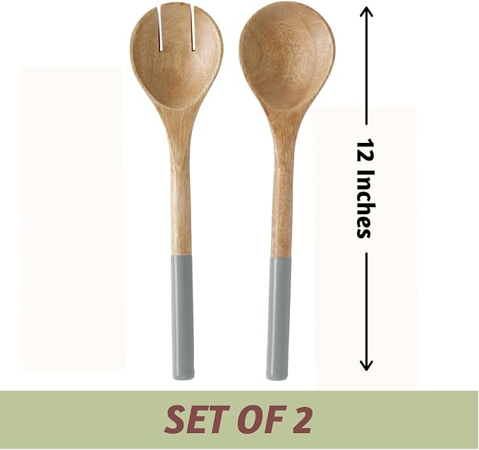 Folkulture Wooden Salad Servers, Salad Tongs - Image 5