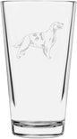 Irish Red and White Setter Dog Themed Etched All Purpose 16oz Pint Glass