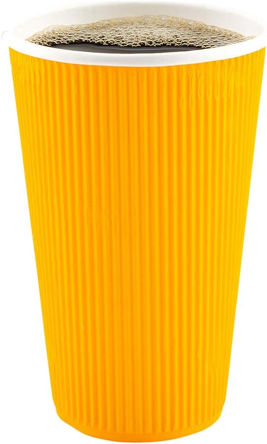 Restaurantware Ripple Wall Coffee Cups 500 Count 16 Ounce Insulated Yellow - Image 8