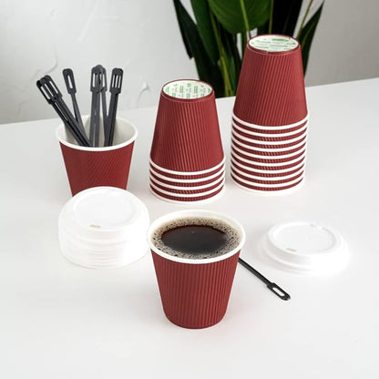 Restaurantware Ripple Wall Coffee Cups 500 Count 8 Ounce Insulated Crimson - Image 11