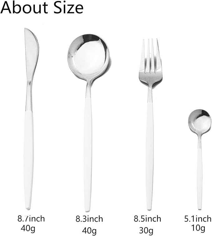 JASHII Flatware Serving Set 24 Piece, Stainless Steel Silverware Set, Modern - Image 3