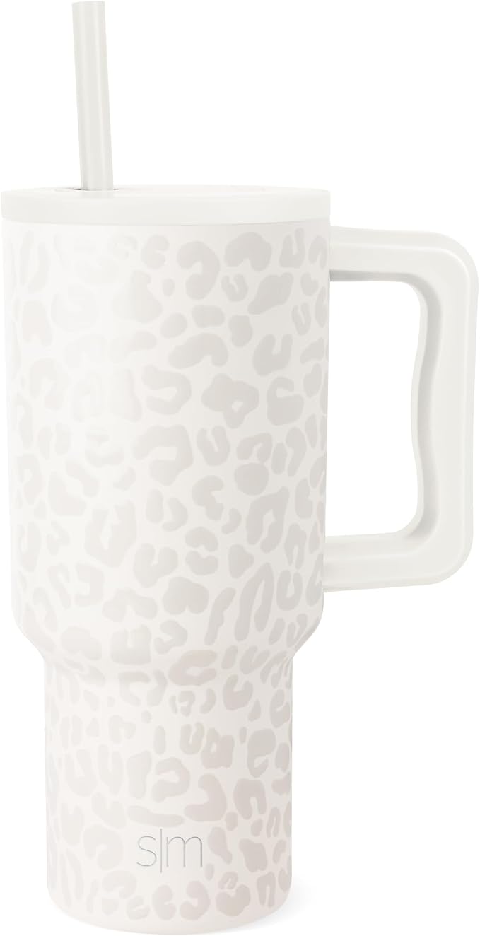 Simple Modern Tumbler with Handle and Straw | 30oz | Leopard | Trek Tumbler by Unknown