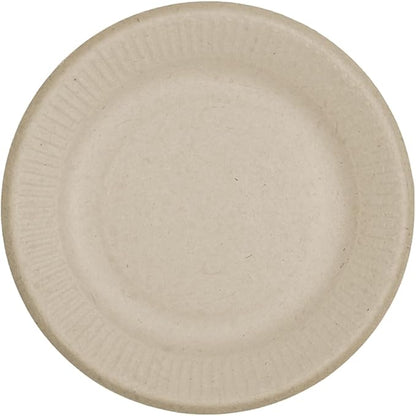 World Centric Compostable Plates 6" - Unbleached Plant Fiber. Grease Resistant - 250 Pack