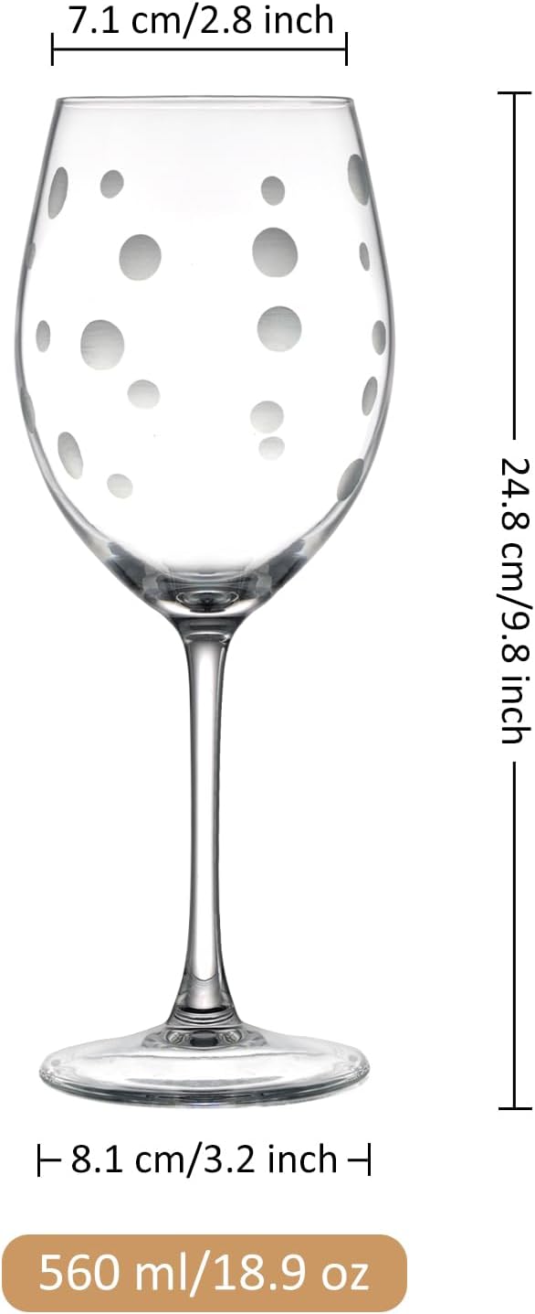 Joeyan Hand Blown Etched Red and White Wine Glasses, Stemmed Glasses - Image 7