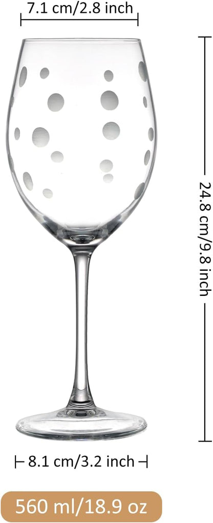 Joeyan Hand Blown Etched Red and White Wine Glasses, Stemmed Glasses - Image 7