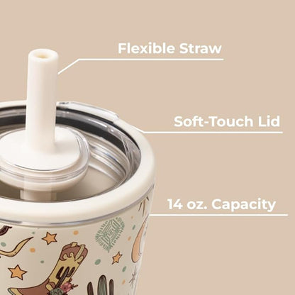 HydroJug Everyday Tumbler 14 oz – Ceramic-Lined Insulated Tumbler with Straw and Soft-Touch Lid, Cup Holder Friendly, Double-Wall Vacuum Insulation, Reusable Travel Cup – Rodeo