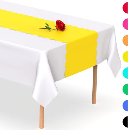 Yellow Scallop Table Runner, Disposable Plastic, 5 Pack - Image 7