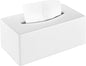 Tissue Box Cover, Rectangular Facial Tissue Holder with Bottom, Decorative Storage Box for Bathroom Vanity, Countertops, Dressers, Night Stand, Car, RV, Parlors and Offices - White