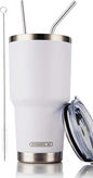 D·S 30oz White Tumbler Double Wall Vacuum Insulated Travel Coffee Mug | Double by D%C2%B7STUMBLER
