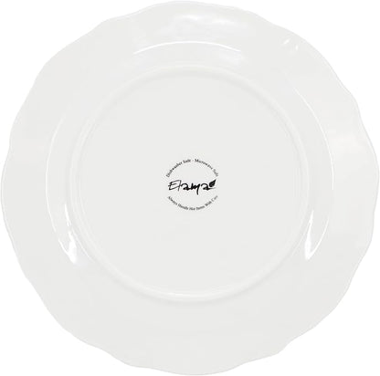 Elama Henryi 6 Piece Embossed Rim Detail Porcelain White 8.75 Inch Salad Plate - Image 3