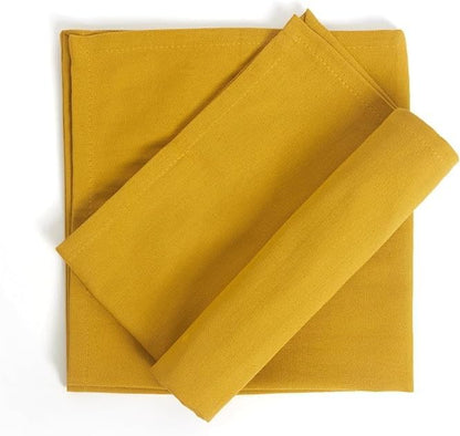 Accent Home 100% Cotton Napkins, Delicate Cloth Napkins for Dinners, Parties and Weddings，18 x 18 Inch Set of 12 - Mustard