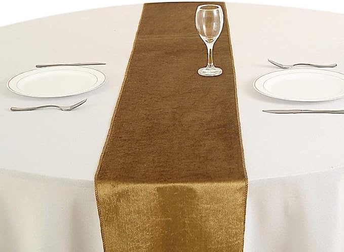 10 pcs 12x108-Inch Gold Premium Velvet Table Runners Wedding Reception Catering - Image 2
