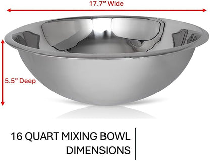 16 Quart Large Stainless Steel Mixing Bowls Set, Nesting Bowls | Extra Large - Image 7