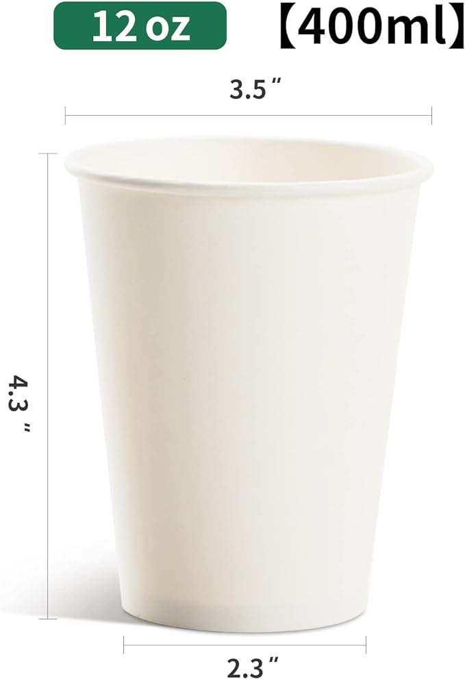 RACETOP Coffee Cups 12 oz, 100 Pack Disposable Paper Cups | Thickened Paper - Image 6