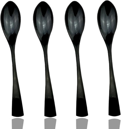 JASHII 18/10 Stainless Steel 4 Piece Mirror Polished Black Dessert Spoon Salad by JASHII