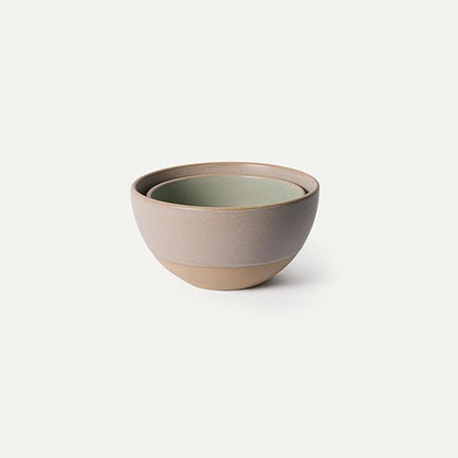 MORA Jumbo and Large Bowls Set of 2, 2.5 and 1.5 Qt Ceramic Pottery Mixing Bowls - Microwave and Dishwasher Safe - Mushroom & Thyme