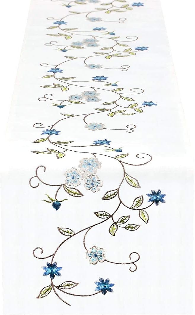 Double Thickness Rustic Embroidered Floral Table Runners - Image 7